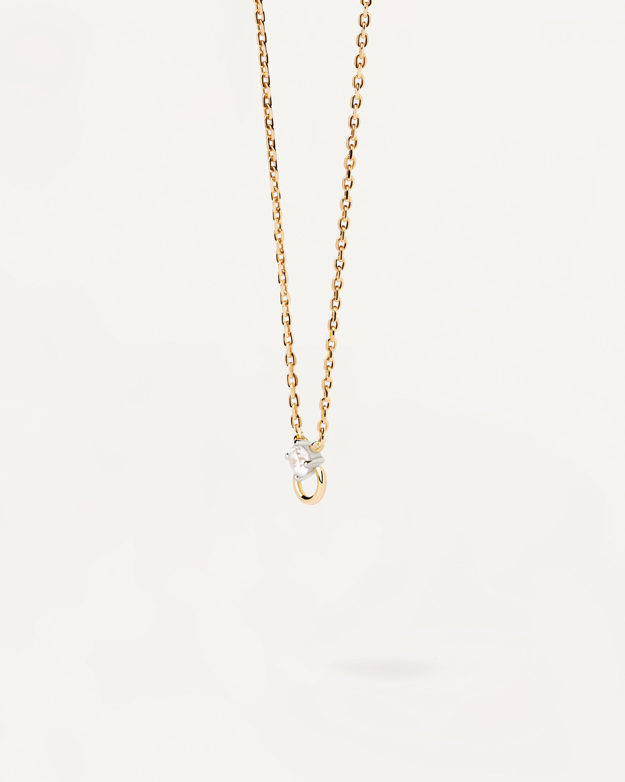 Exclusivo Collar Ari de Oro Blanco y Diamante Solitario