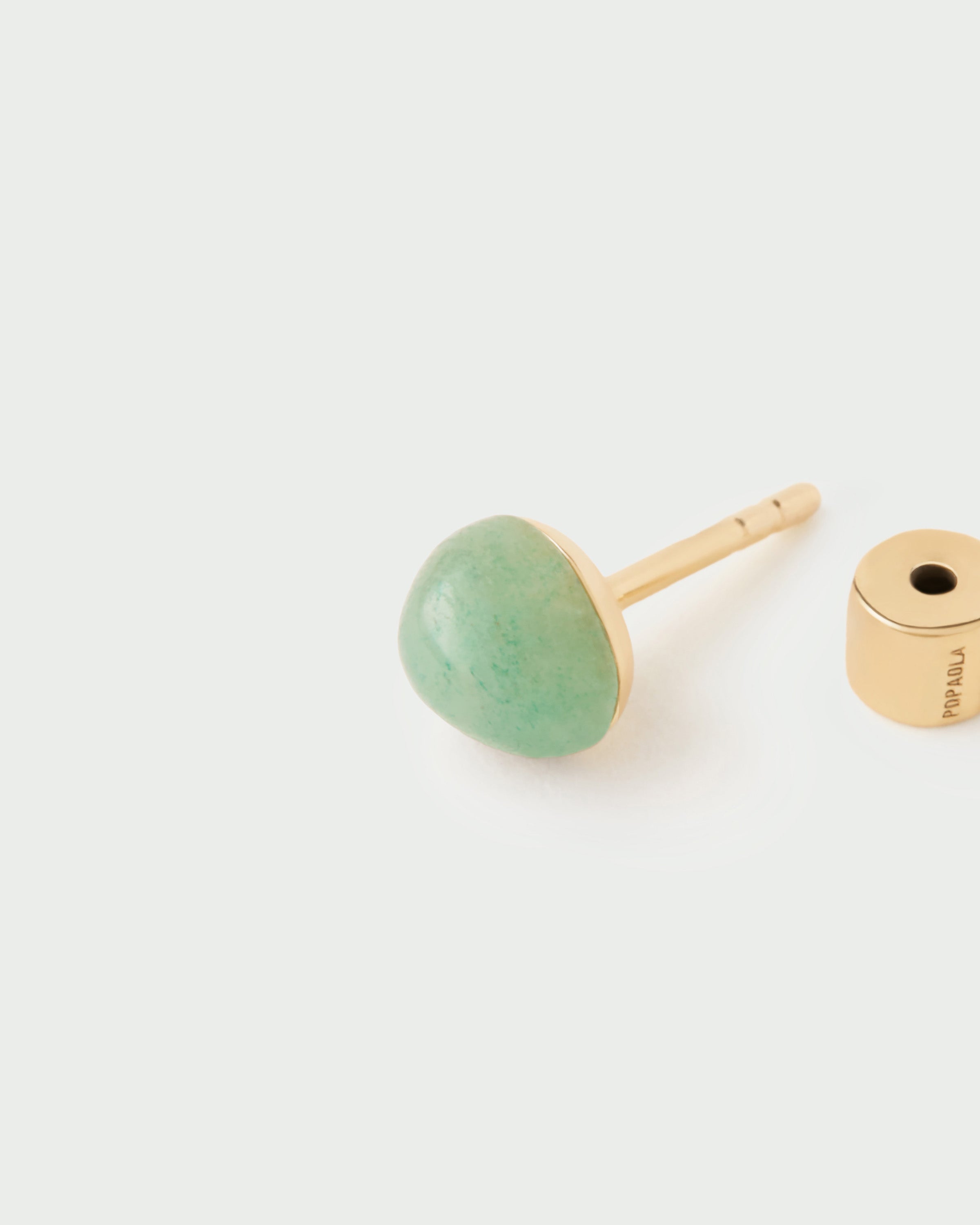 Pendiente de presión elegante con piedra aventurina verde - Joyería natural en plata esterlina