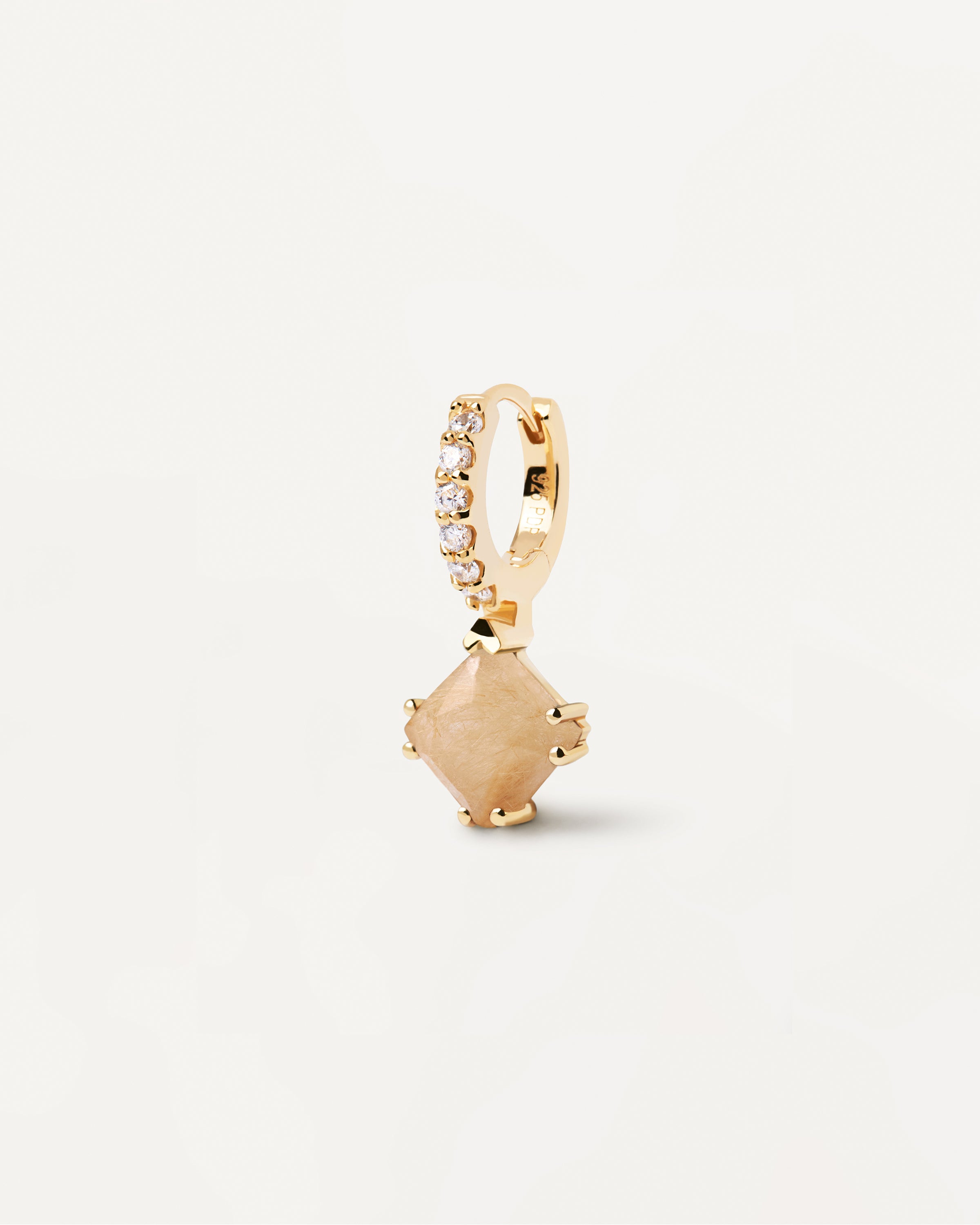 Pendiente Exclusivo de Cuarzo Rutilado Fuji - Joyería Única en Diseño Individual