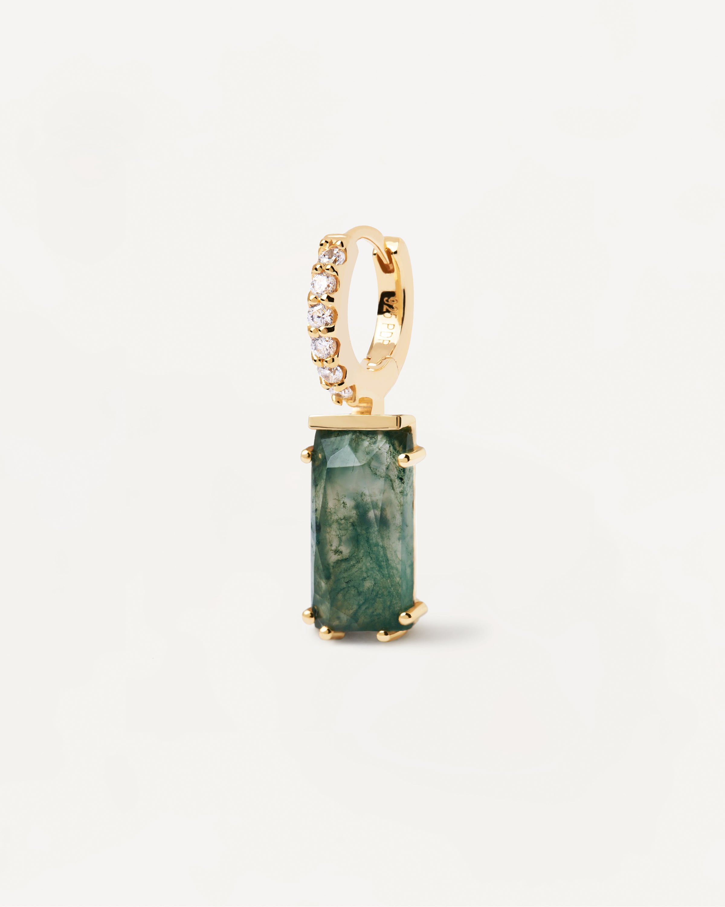 Pendiente Único de Ágata Musgo Kaori - Diseño Artesanal Bohemio