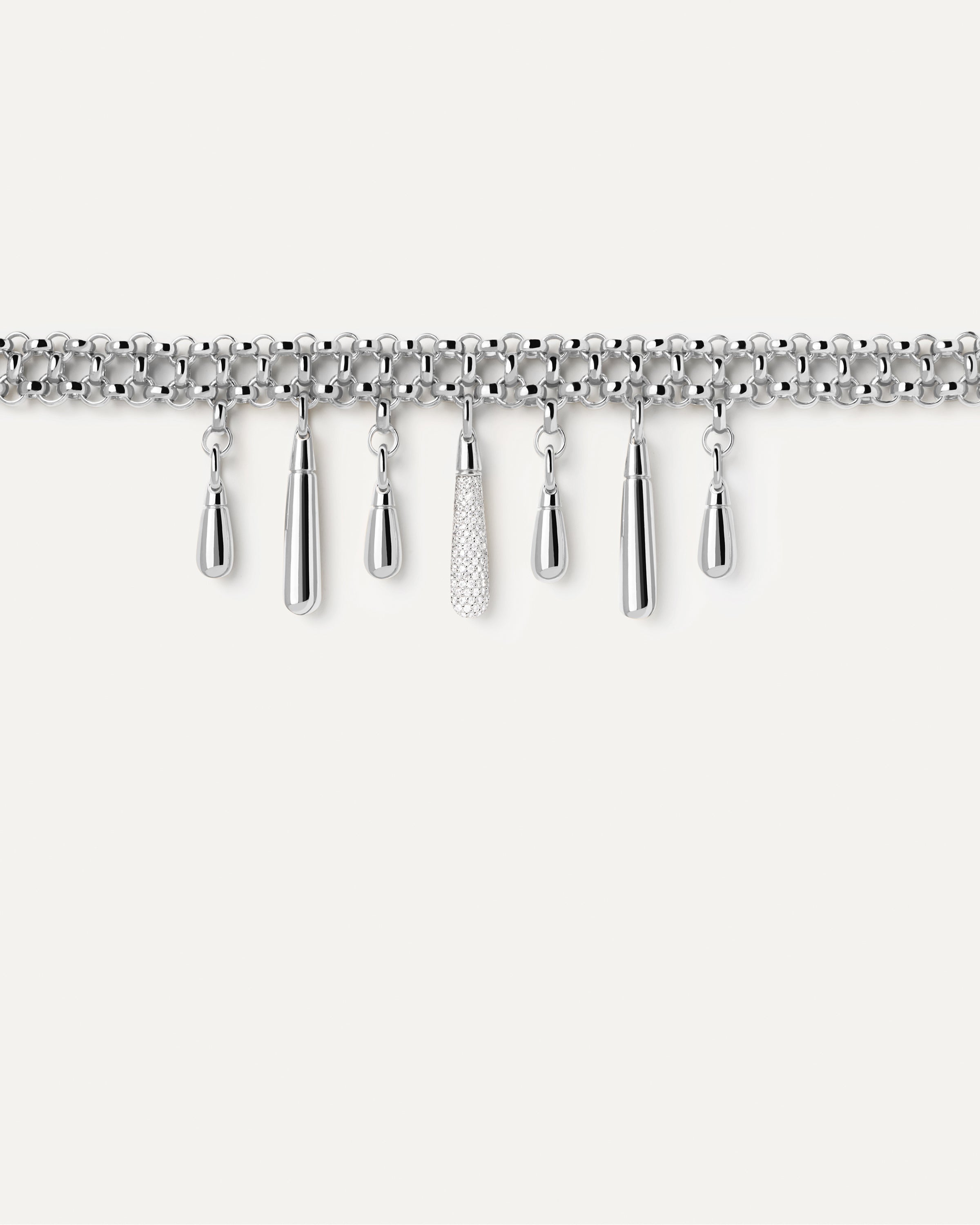 Gargantilla Ajustable de Plata con Detalles Traslúcidos - Collar Moderno para Mujer