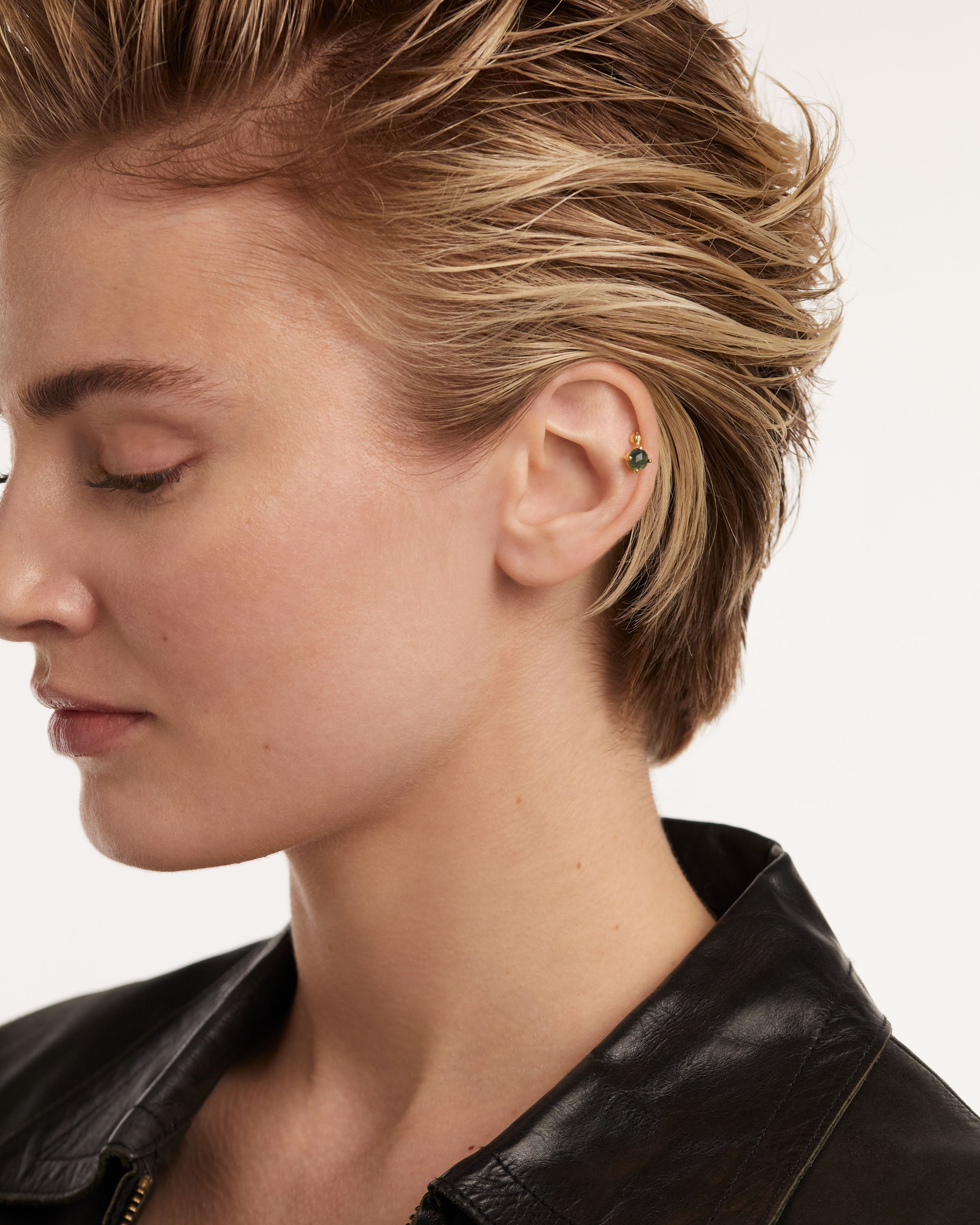 Pendiente Individual Kimi en Ágata Musgo Natural - Joyería Elegante en Plata con Diseño Exclusivo