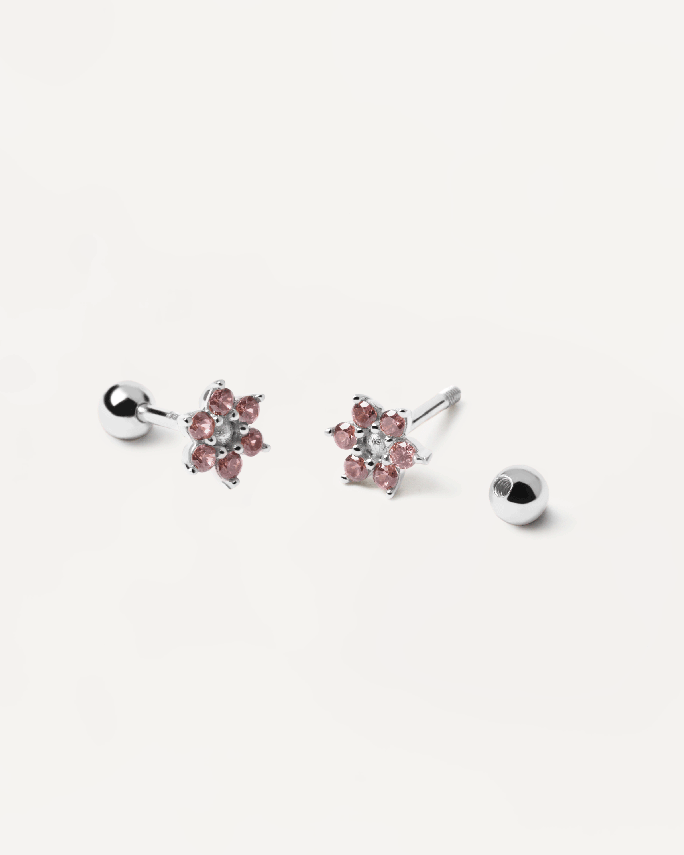 Aretes de Plata con Detalles Florales de Rosa y Peonía