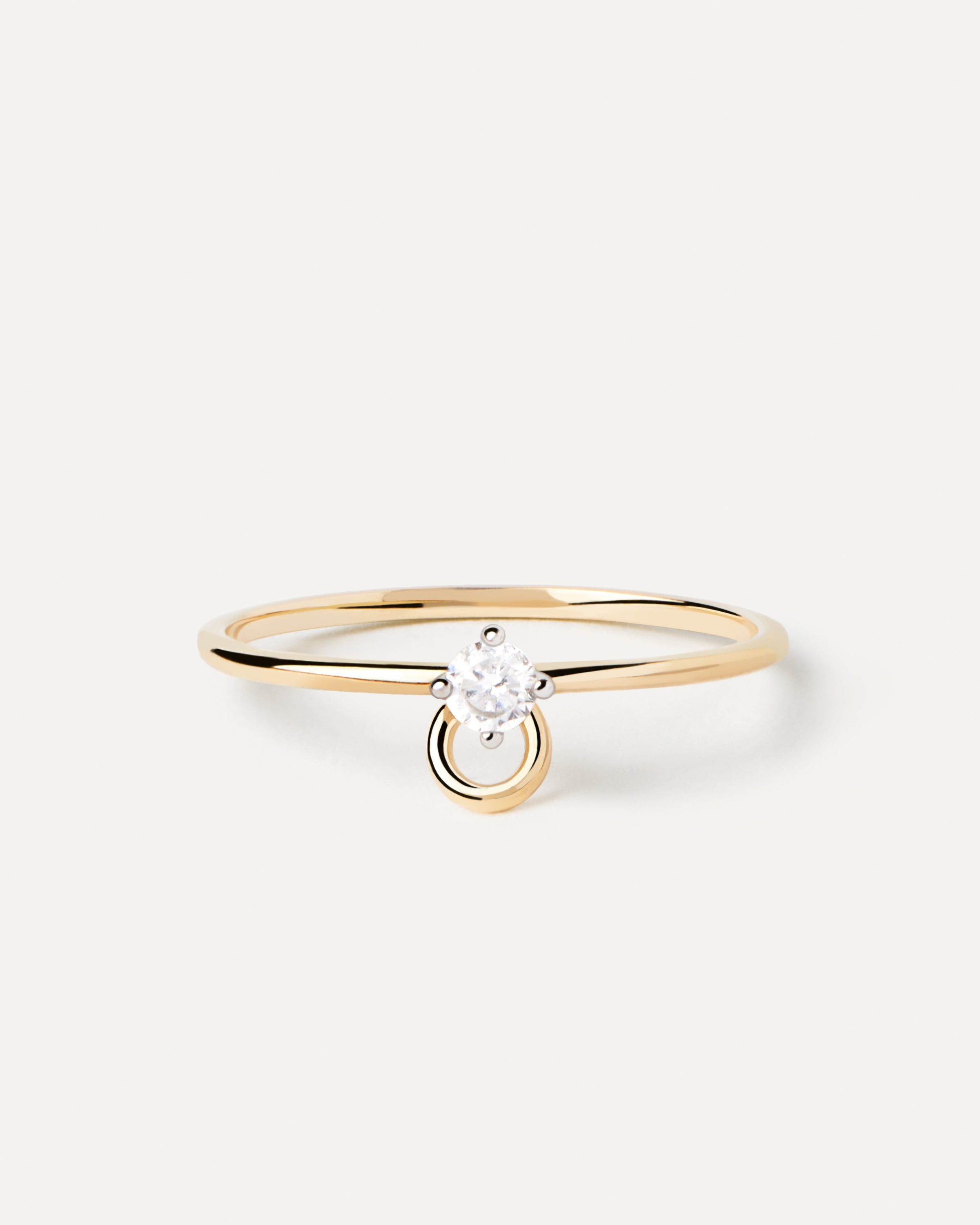 Exclusivo Anillo de Compromiso Elegante Ari Única con Brillante Diamante y Oro Amarillo