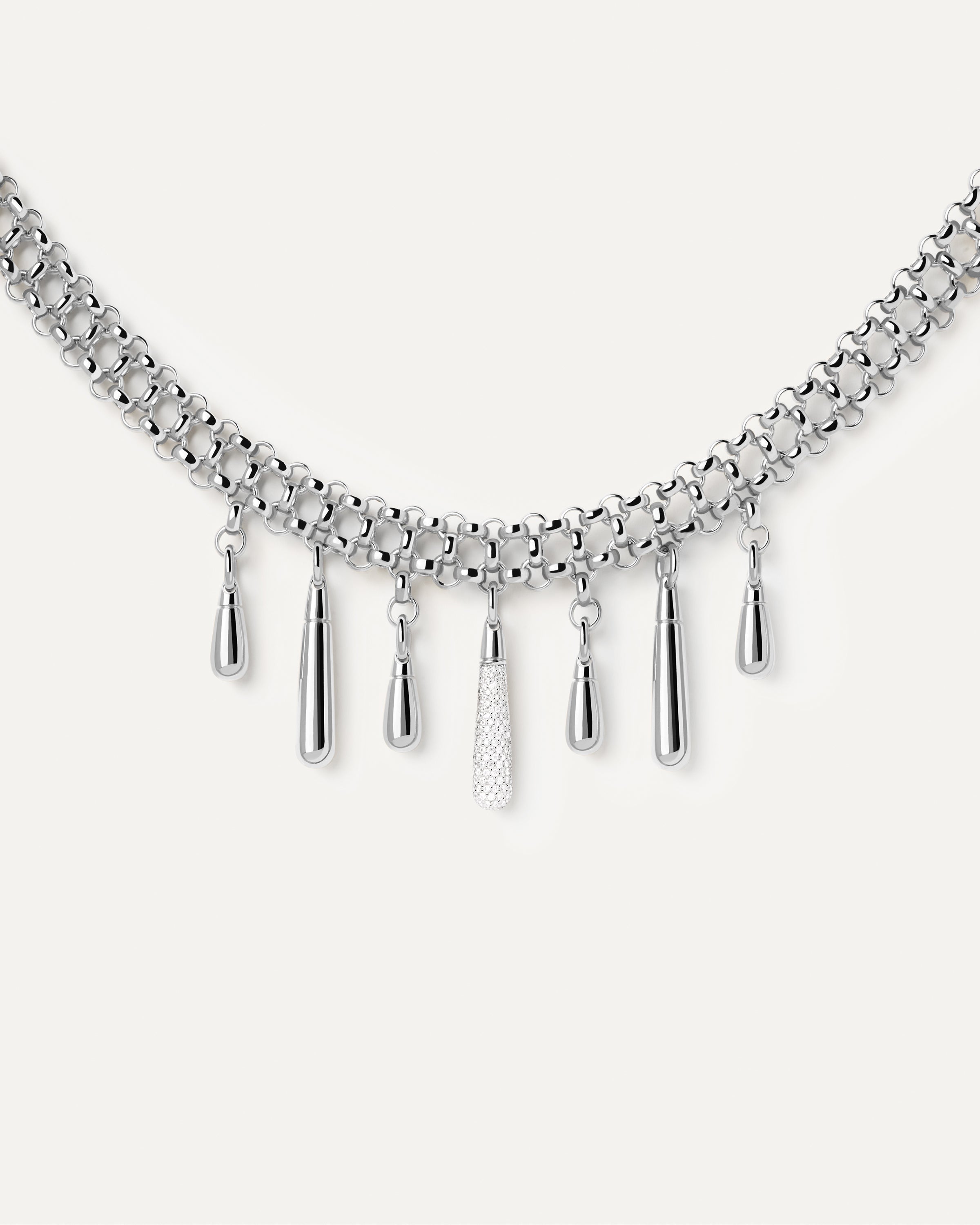 Gargantilla Ajustable de Plata con Detalles Traslúcidos - Collar Moderno para Mujer
