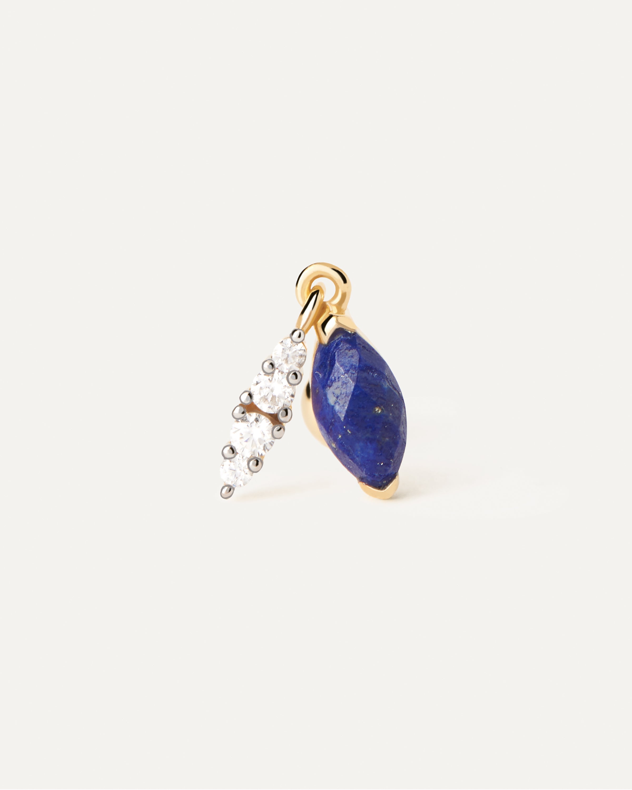 Pendiente Único Lapislázuli con Detalle de Jengibre - Joyería Bohemia Artesanal
