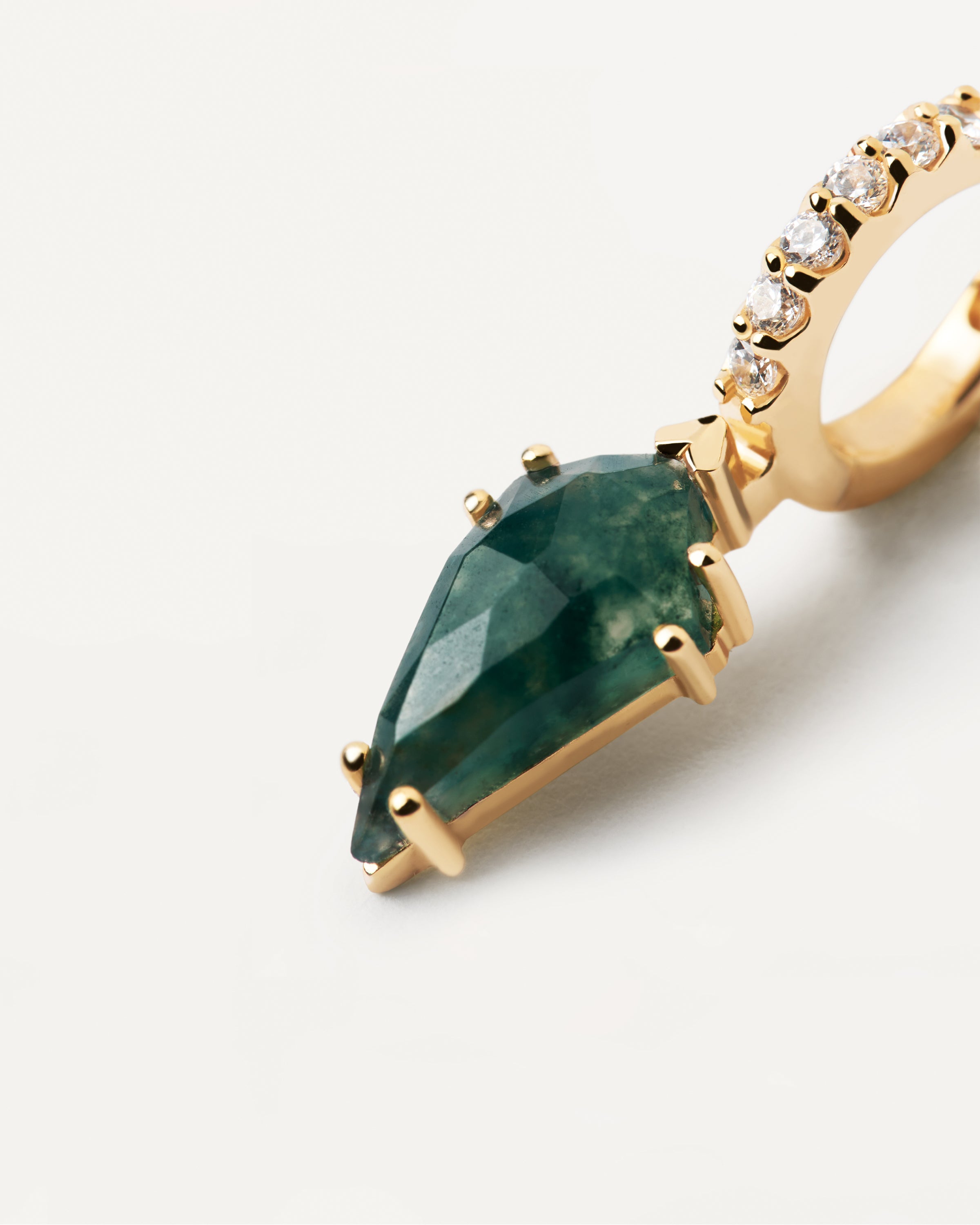 Pendiente Único de Ágata Musgo Artesanal - Joyería Naoki