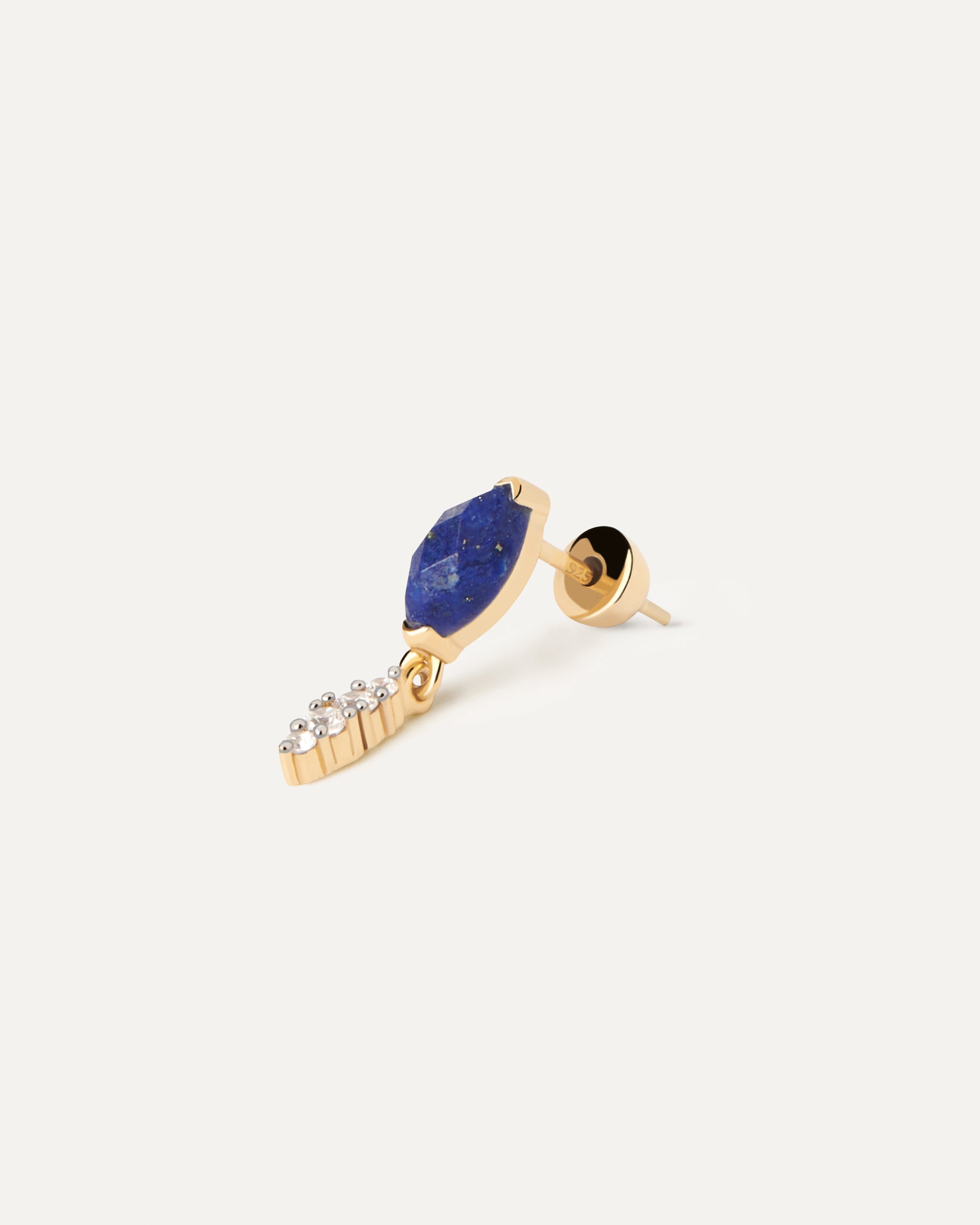 Pendiente Único Lapislázuli con Detalle de Jengibre - Joyería Bohemia Artesanal