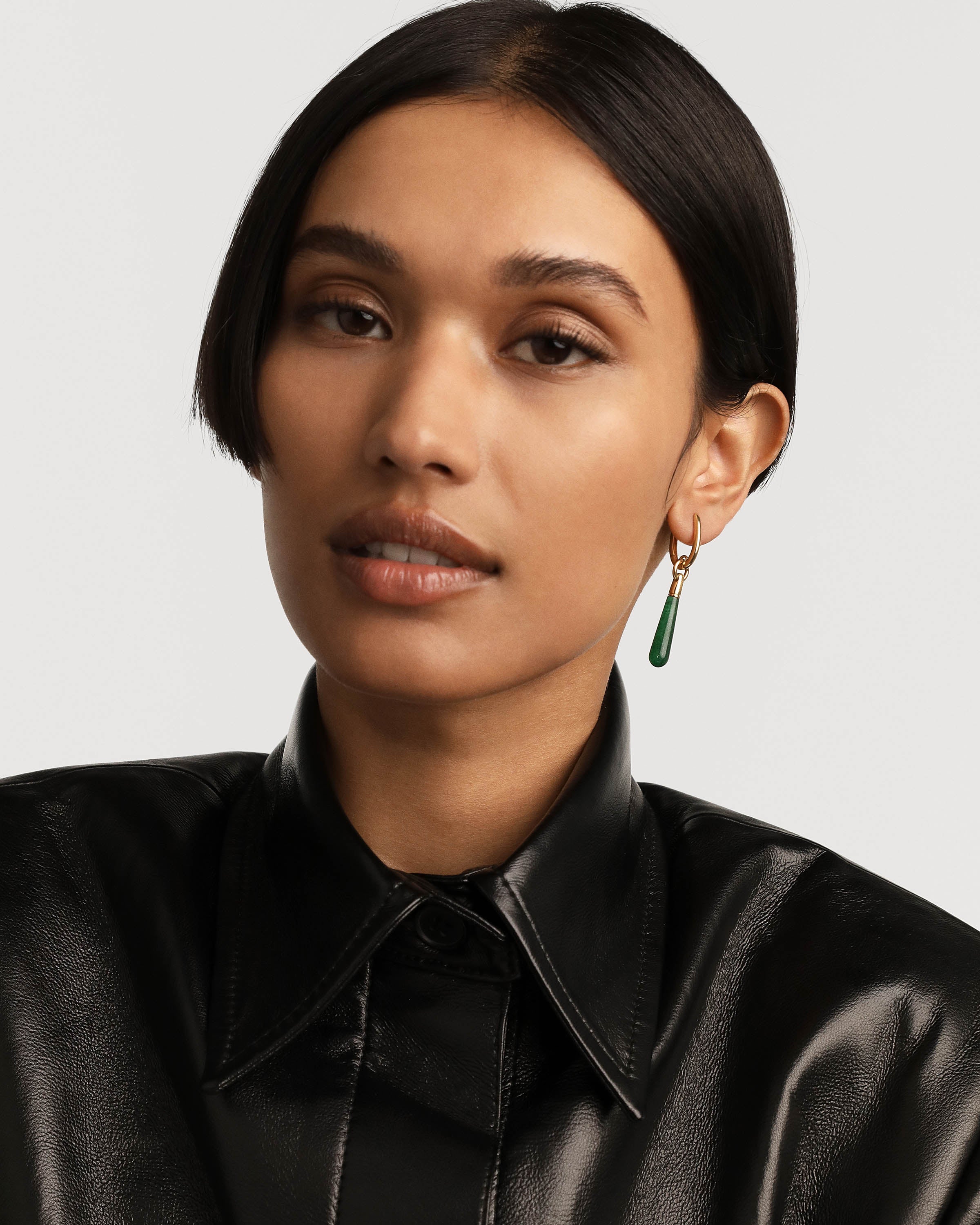Aretes Artesanales XL de Aventurina Verde con Diseño Júpiter Único