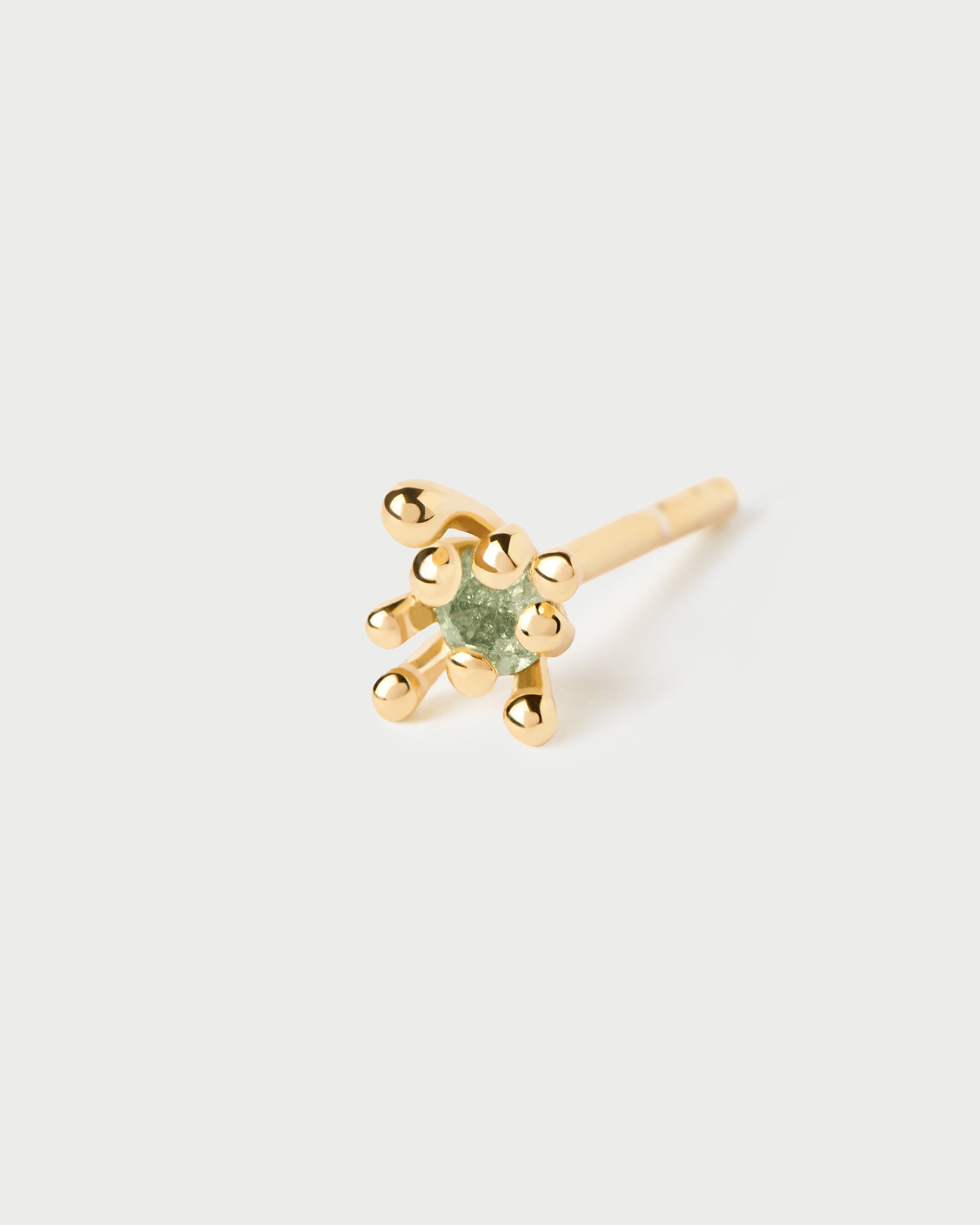 Pendiente Único Green Fleur con Detalles Florales y Acabado Brillante