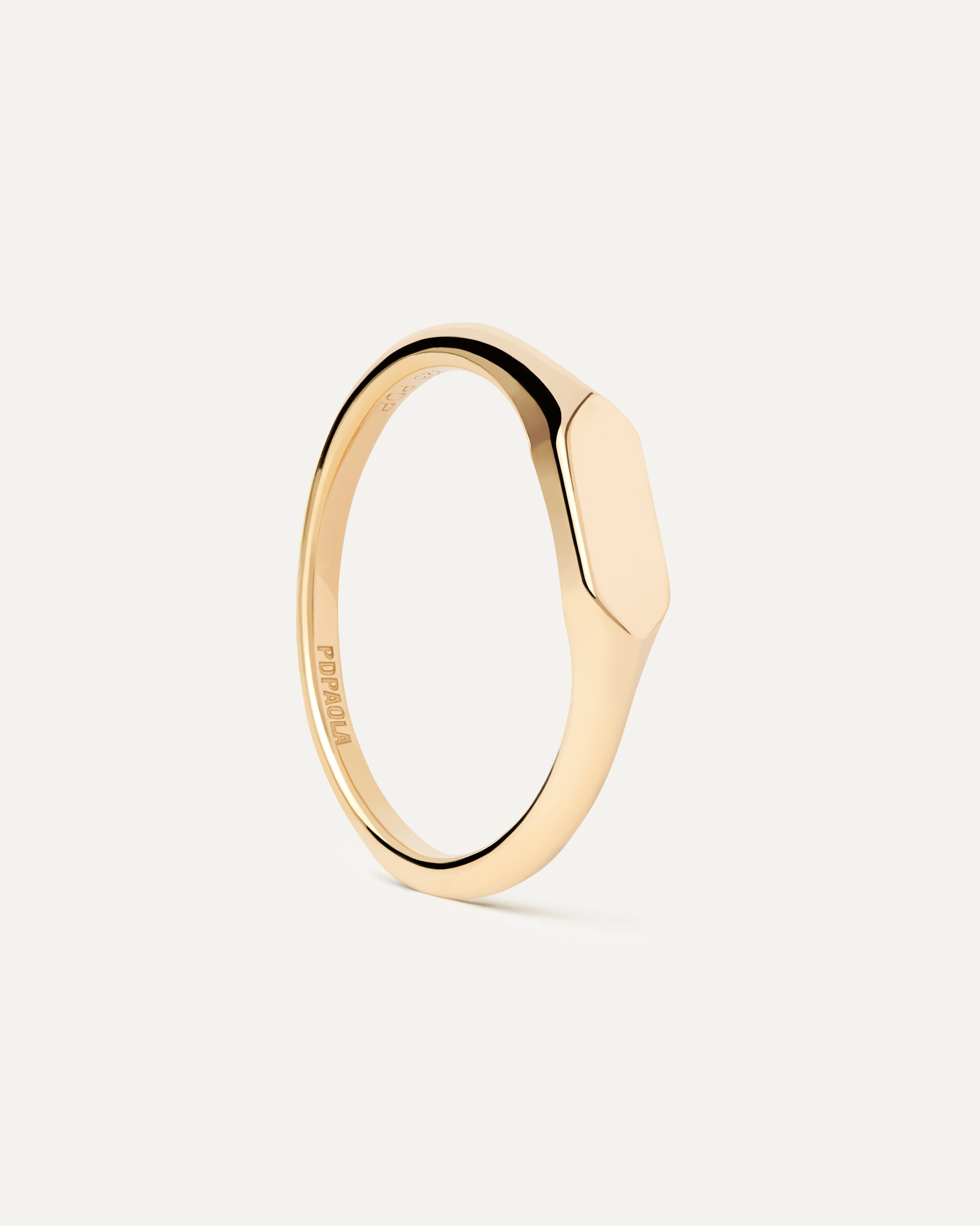 Sello Hexagonal para Joyería - Anillo Minimalista con Grabado Personalizable