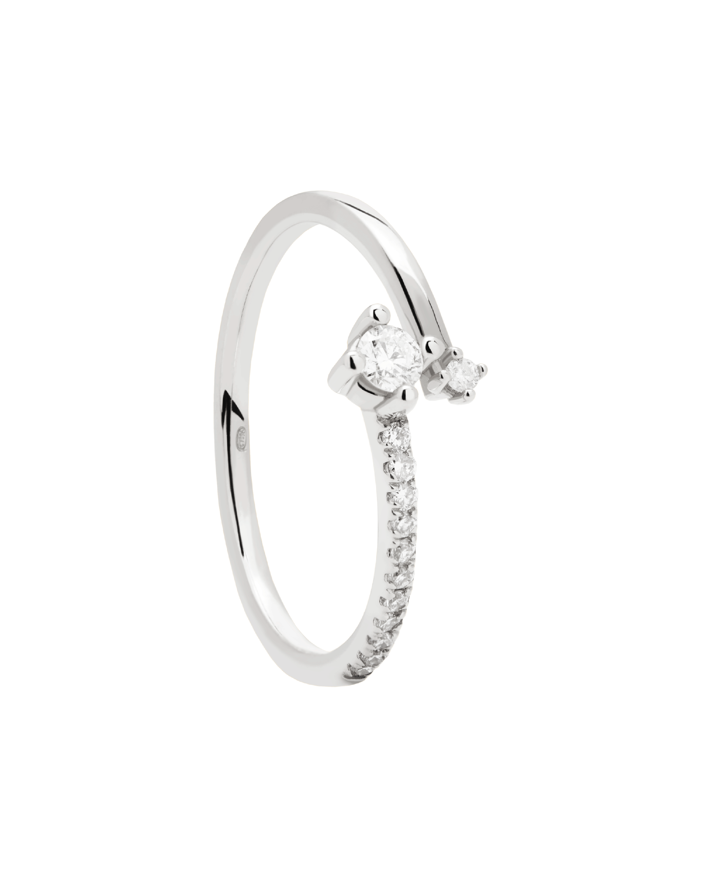 Anillo Oscilante de Oro Blanco con Diamantes - Bisutería de Lujo en Movimiento