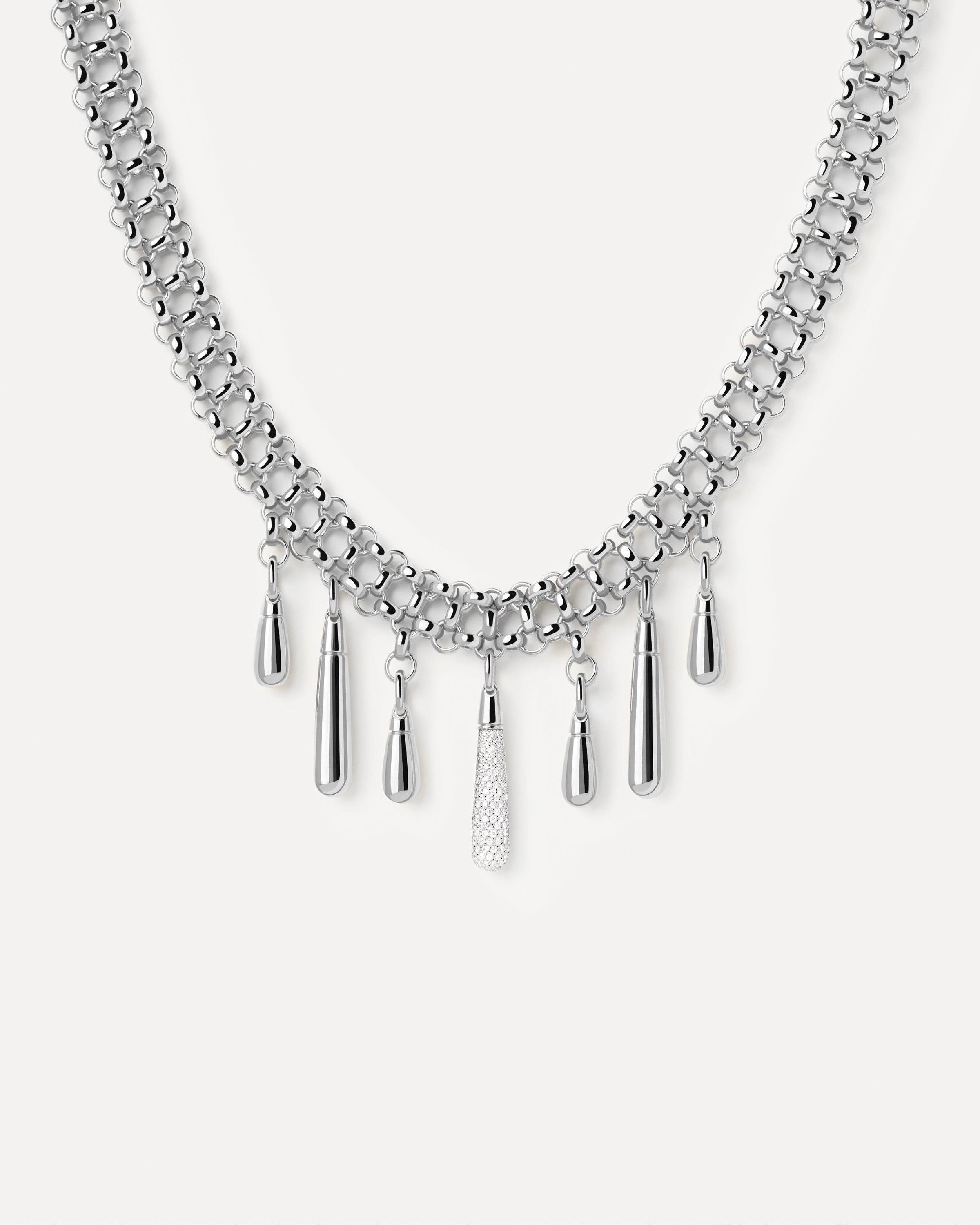 Gargantilla Ajustable de Plata con Detalles Traslúcidos - Collar Moderno para Mujer