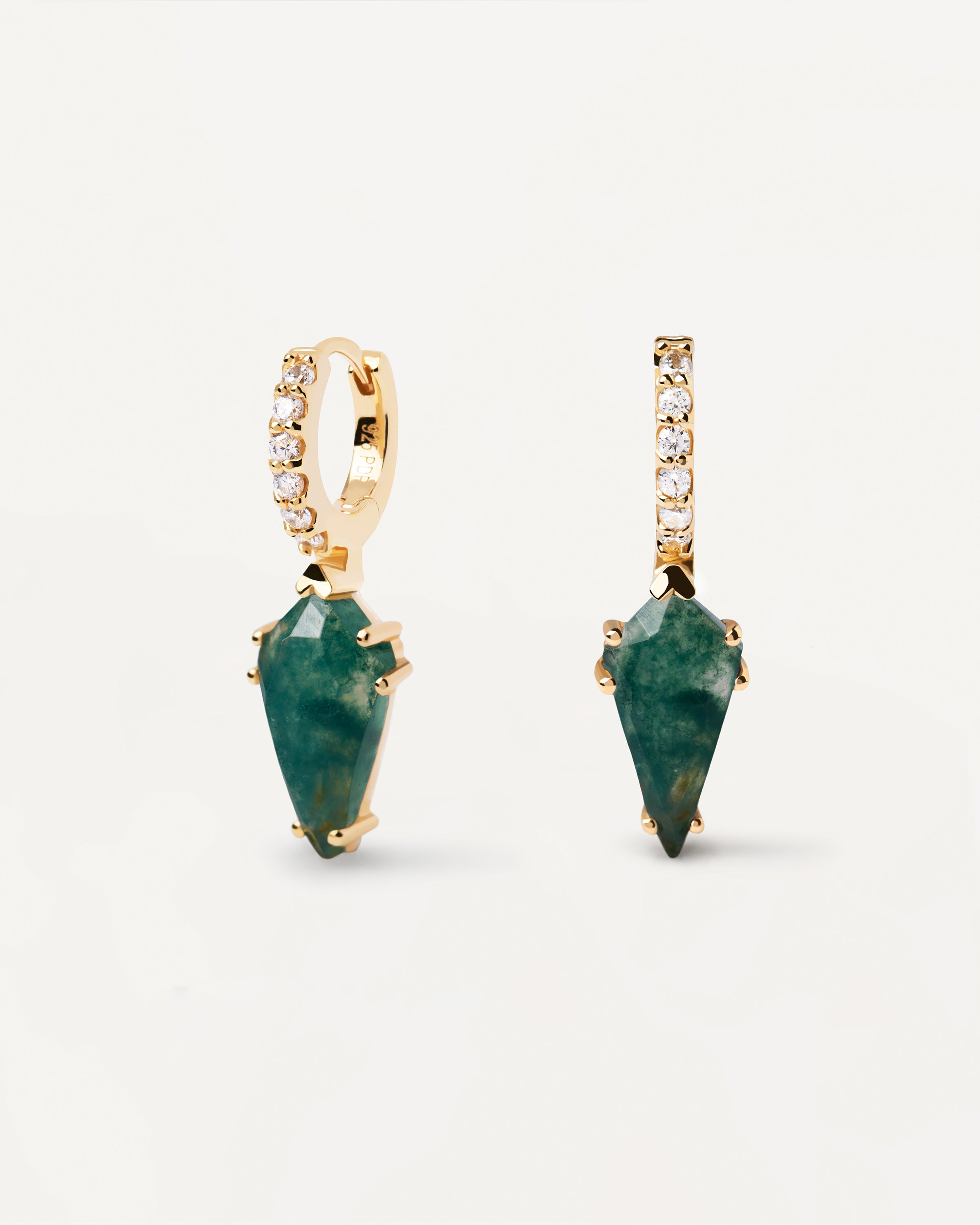 Pendiente Único de Ágata Musgo Artesanal - Joyería Naoki