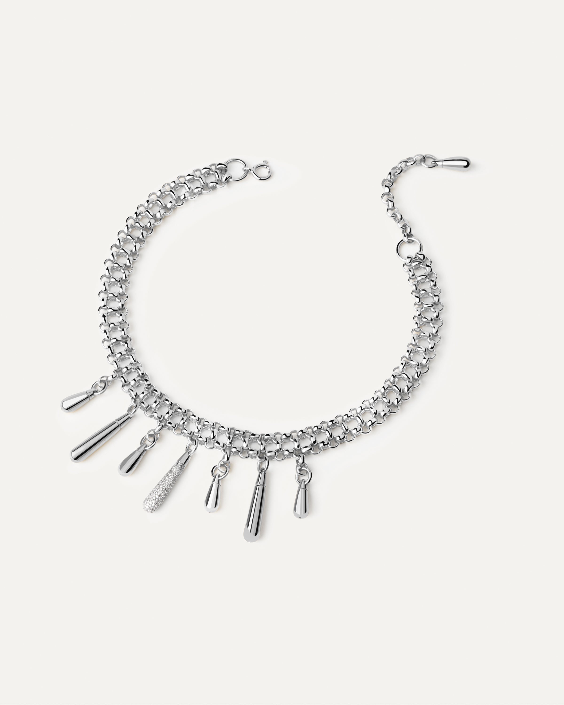 Gargantilla Ajustable de Plata con Detalles Traslúcidos - Collar Moderno para Mujer
