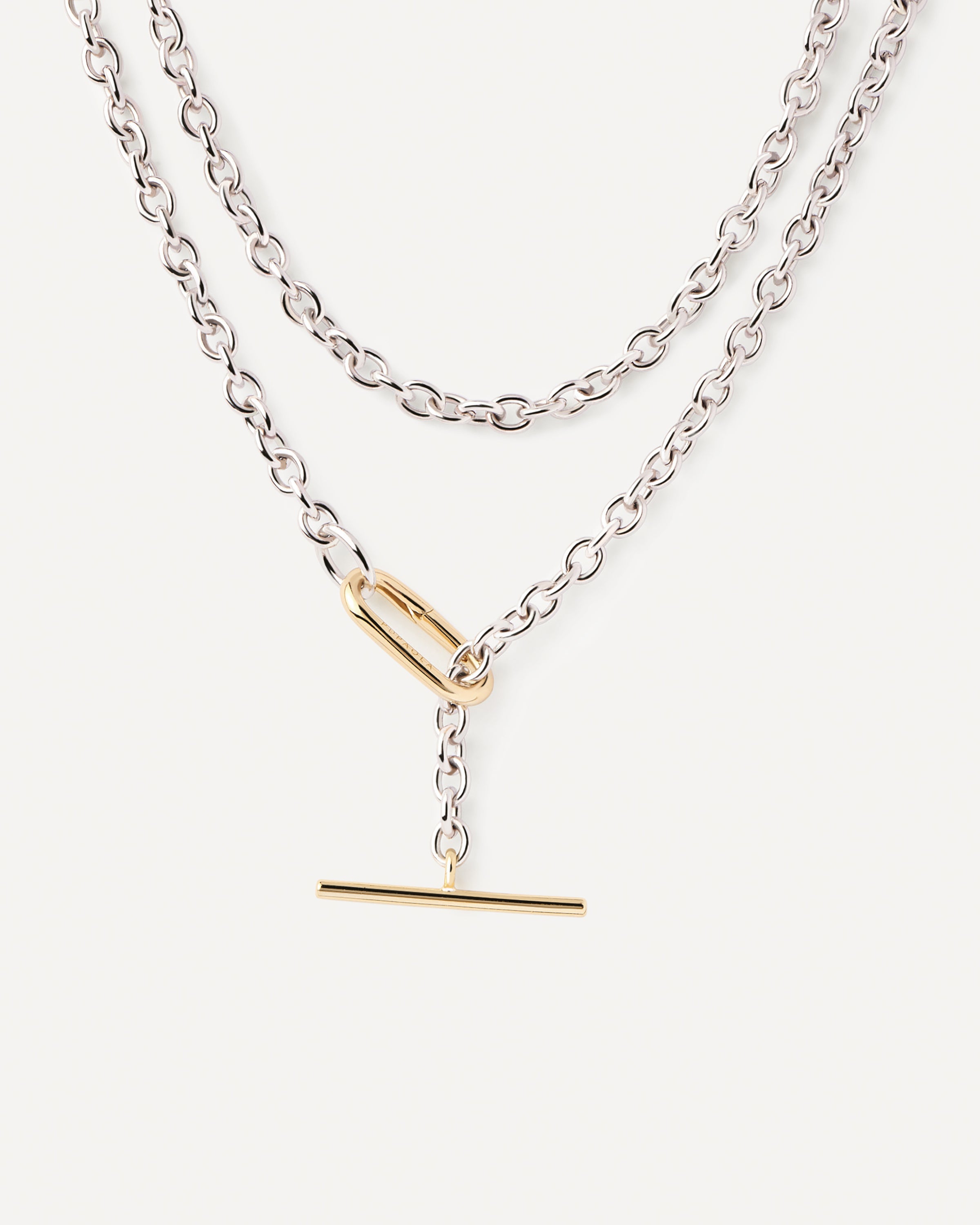 Collar Extralargo de Cadena Rítmica con Detalles Metálicos