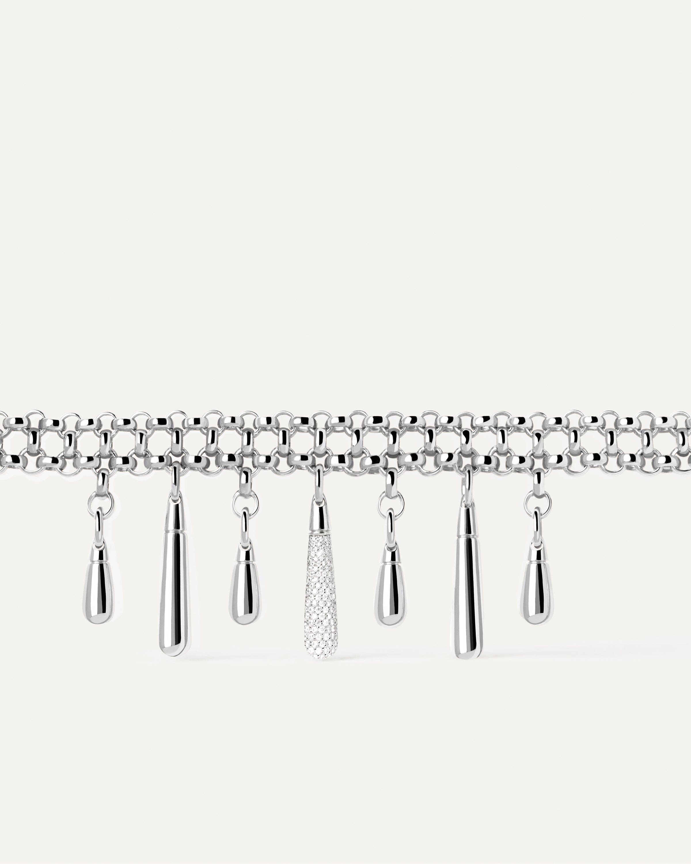 Gargantilla Ajustable de Plata con Detalles Traslúcidos - Collar Moderno para Mujer