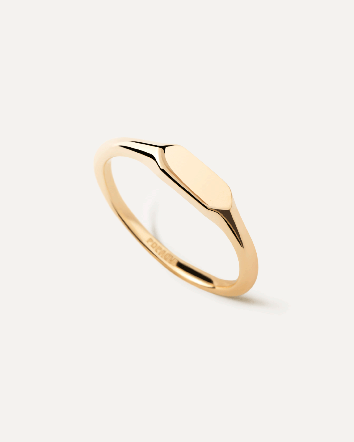 Sello Hexagonal para Joyería - Anillo Minimalista con Grabado Personalizable