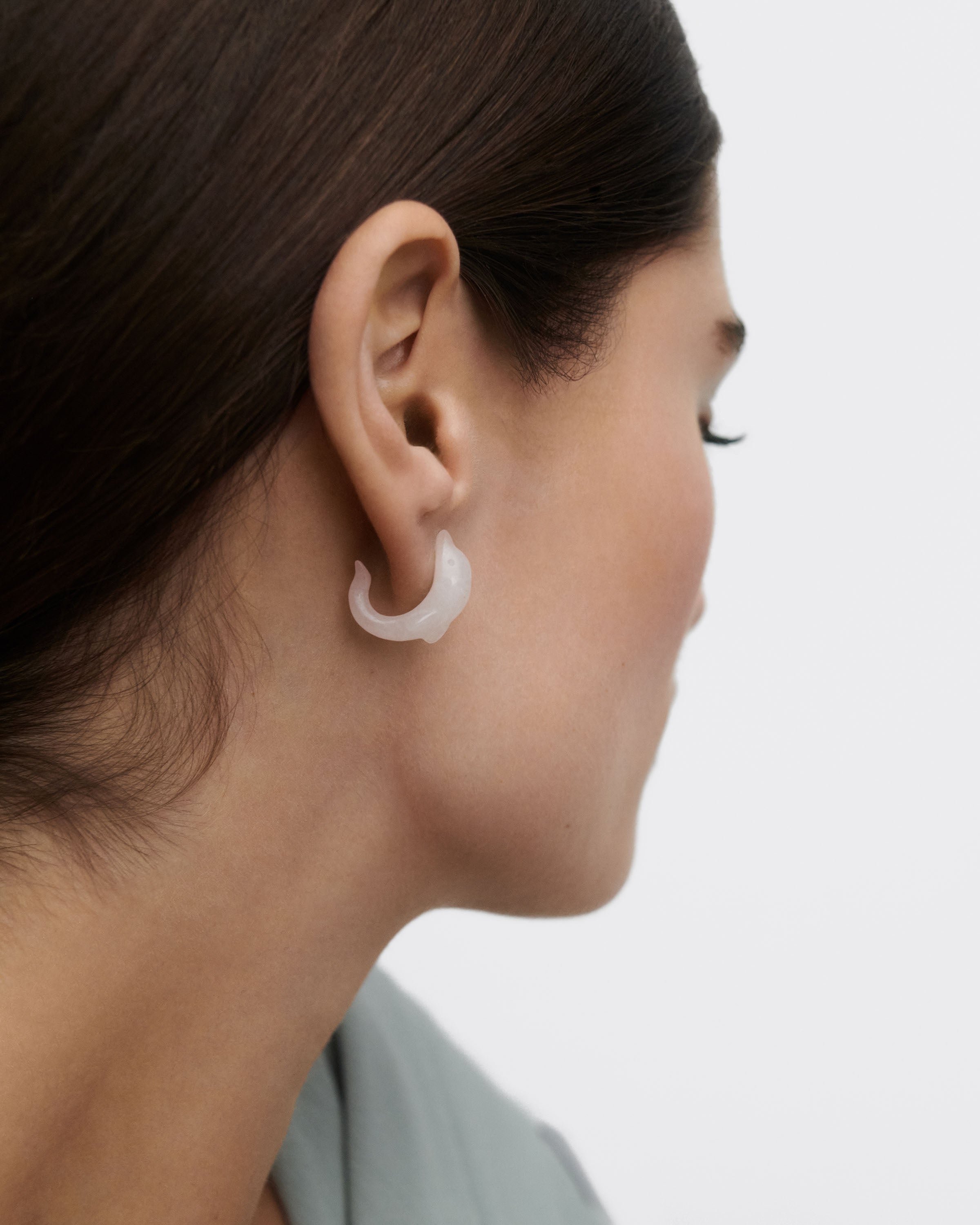 Delfín de Cuarzo Elegante - Arete Decorativo para Perforaciones Auditivas