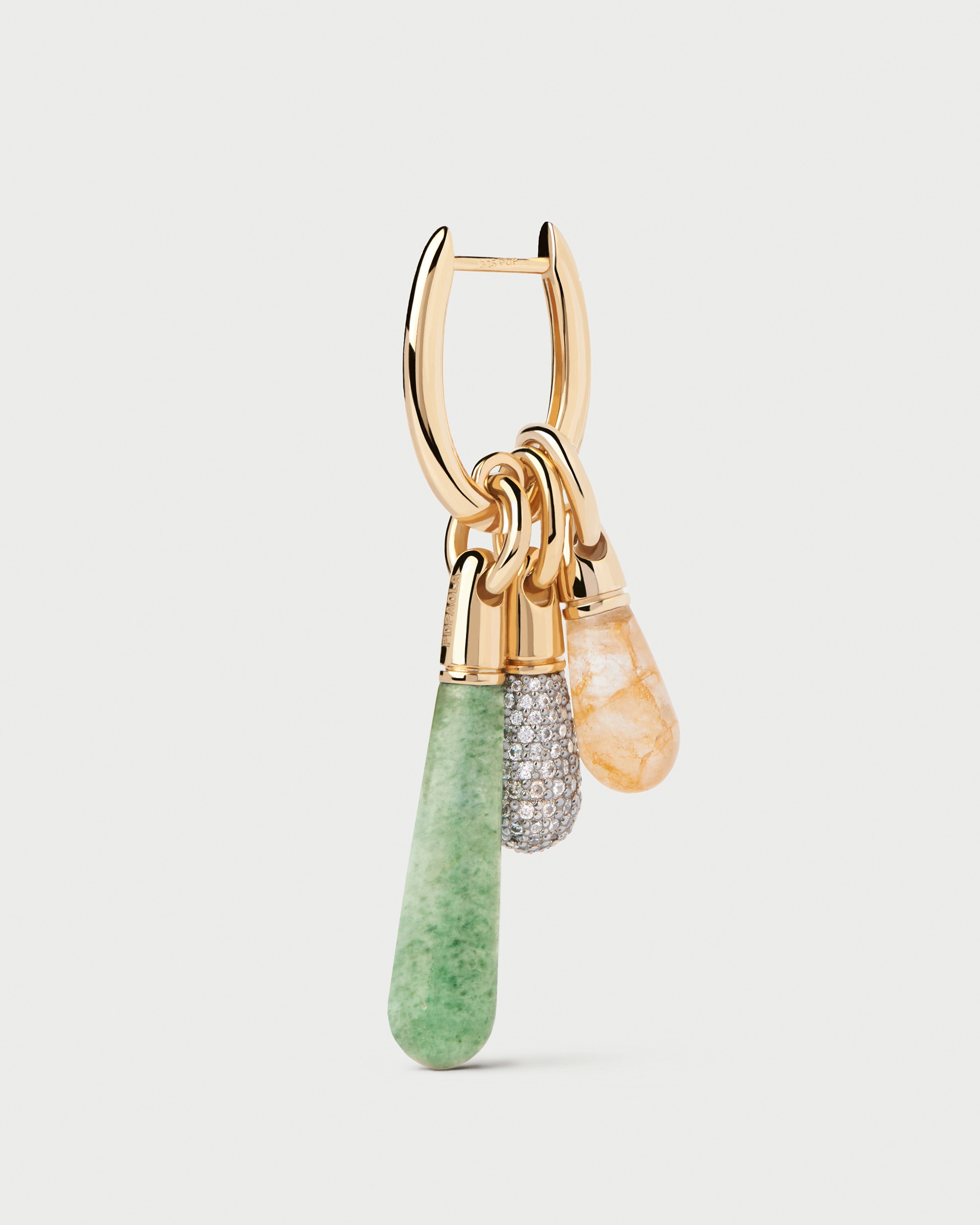 Aretes Artesanales XL de Aventurina Verde con Diseño Júpiter Único