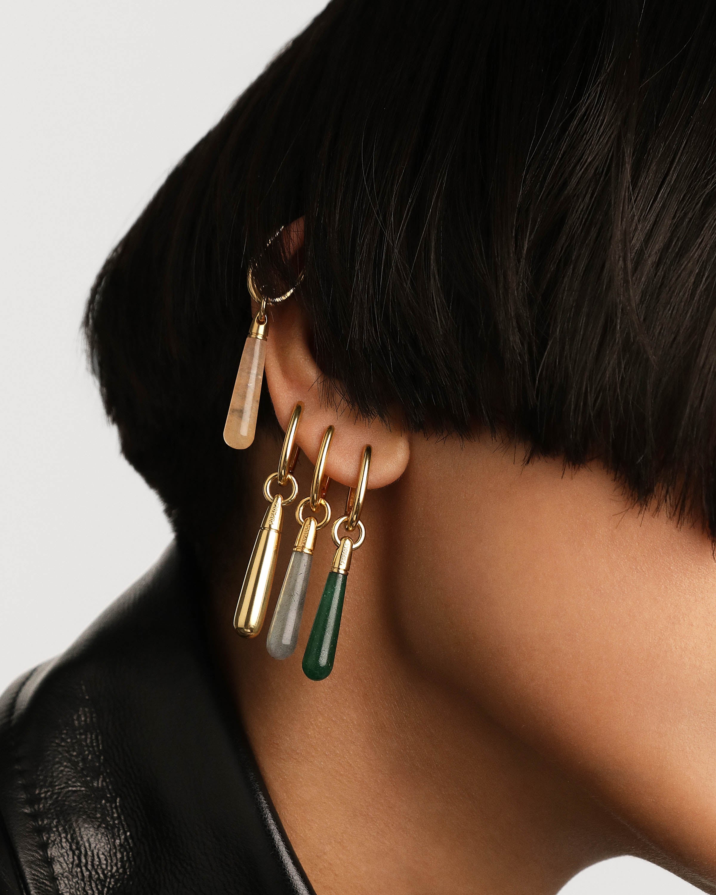 Aretes Artesanales XL de Aventurina Verde con Diseño Júpiter Único