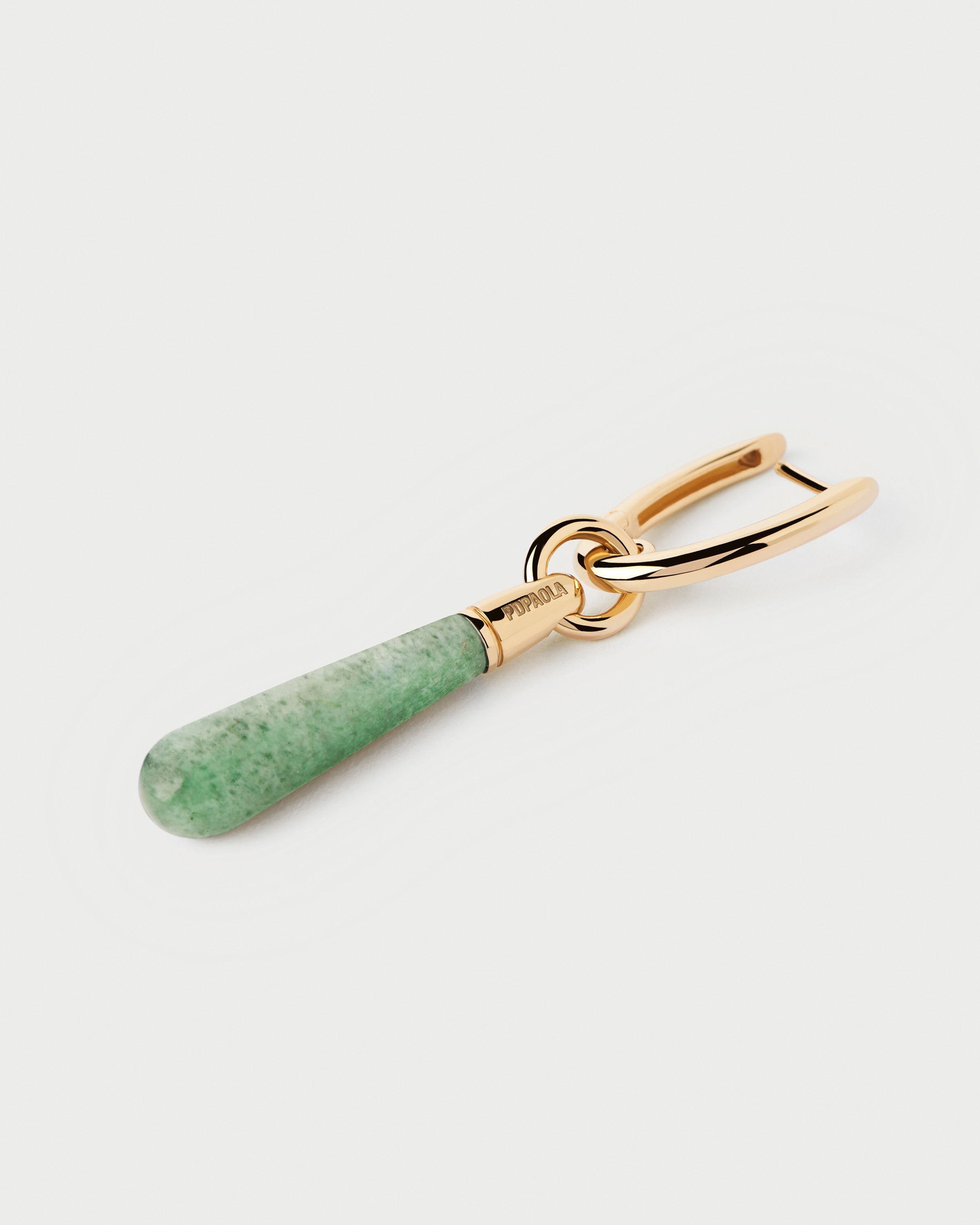 Aretes Artesanales XL de Aventurina Verde con Diseño Júpiter Único